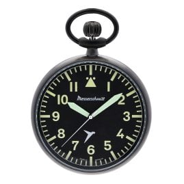 Messerschmitt ME-TAU-4 Taschenuhr mit Kette im Fliegeruhren-Stil Schwarz