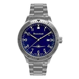 Messerschmitt ME-108DR-MB Flieger-Armbanduhr für Herren Stahl/Blau