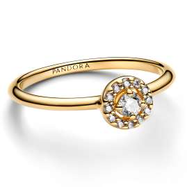 Pandora 163554C01 Damen-Ring Runder Pavé Heiligenschein Goldfarben