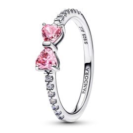 Pandora 193510C01 Damen-Silberring Funkelnde Pinkfarbene Schleife