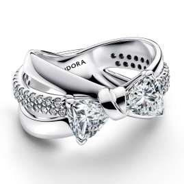 Pandora 193553C01 Damenring Funkelnde Schleife Überkreuzt Silber