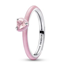 Pandora 193088C02 Damenring Silber Rosafarbenes Chakra Herz