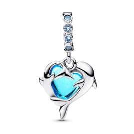 Pandora 793924C01 Silber Charm-Anhänger Blaue Muranoglas Delfine