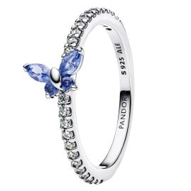 Pandora 194269C01 Damen-Silberring Funkelnder Schmetterling Blau