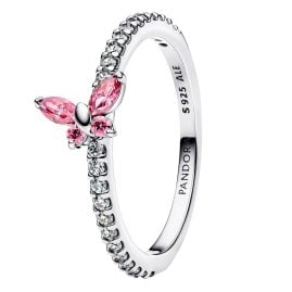 Pandora 194269C02 Damenring Silber Funkelnder Schmetterling Pink