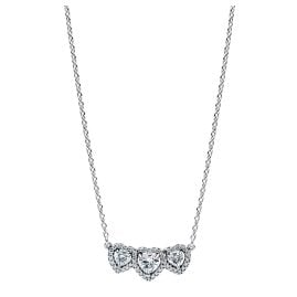 Pandora 394412C01-45 Damenhalskette Silber Halo Herz Trilogie