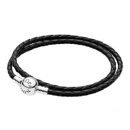 Pandora 590745CBK Damen Leder Wickelarmband Zweifach Schwarz