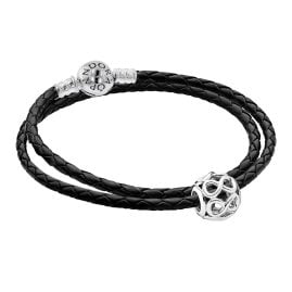 Pandora 51523 Damen-Lederarmband im Set mit Charm Unendlichkeit