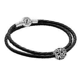 Pandora 51521 Damen Leder-Armband Starterset mit Charm Offene Herzen