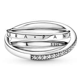 Pandora 199057C01 Damen-Ring Silber Dreifach Gekreuzte Pavé Schienen