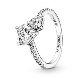 Pandora 191198C01 Silberring für Damen Funkelnde Herzen Solitär
