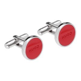 HUGO 50494891-693 Manschettenknöpfe Rund Open Rot E-Color