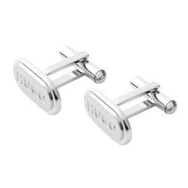 HUGO 50494892-040 Manschettenknöpfe Silberfarben Oval E-Classic