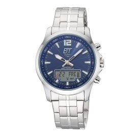 ETT Eco Tech Time EGA-11716-31M Funk-Solar Herrenuhr Professional Worldtimer Blau