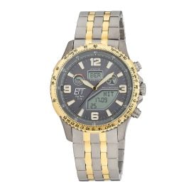 ETT Eco Tech Time EGT-11722-52M Herrenuhr Funk-Solar Professional Worldtimer Zweifarbig