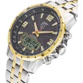 ETT Eco Tech Time EGS-11553-21M Funk-Solar Herrenuhr Professional Bicolor