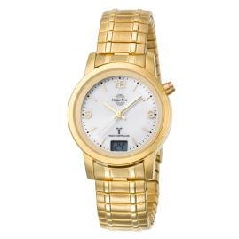 Master Time MTLA-10313-12M Damen-Funkuhr Basic mit Zugband Goldfarben
