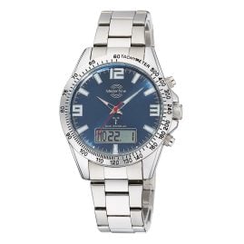 Master Time MTGA-10875-32M Herren-Armbanduhr Funk Sporty Big Date Stahl/Blau