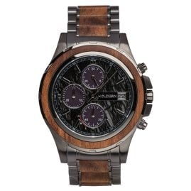 Holzkern Herrenuhr Solar-Chronograph Angkor Koa/Marmor