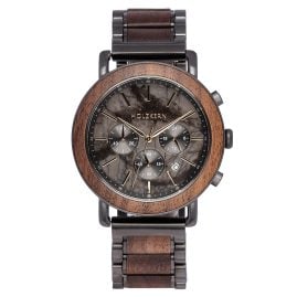 Holzkern Herrenuhr Quarz Chronograph Askja Walnuss/Marmor