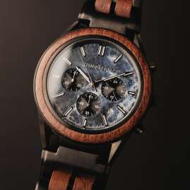 Holzkern Herren-Chronograph Quarz Space Dust Walnuss/Marmor