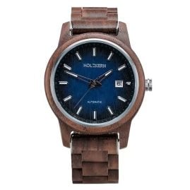Holzkern Herrenuhr Automatik Nightbird Walnuss/Blau