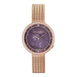Holzkern Damenuhr Coralline Amethyst/Roségoldfarben mit 2 Bändern