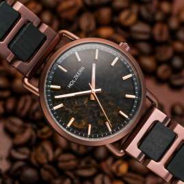 Holzkern Armbanduhr Quarz Espressino Kaffee/Ahorn