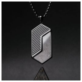 Holzkern Herren-Halskette Edelstahl Zigzag Marmor/Schwarz