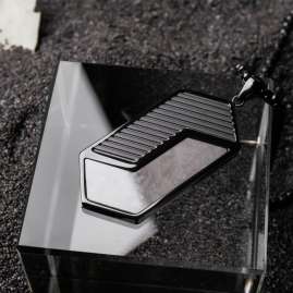 Holzkern Herren-Halskette Edelstahl Zigzag Marmor/Schwarz