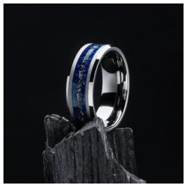 Holzkern Herrenring Sumo Meteorit/Lapislazuli