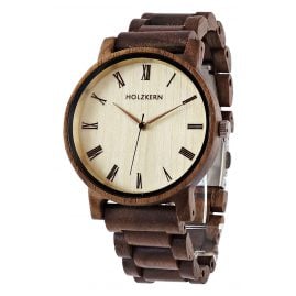 Holzkern Armbanduhr Quarz Herbstdämmerung Walnuss/Ahorn