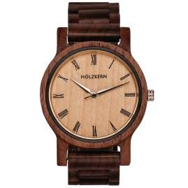 Holzkern Armbanduhr Quarz Herbstdämmerung Walnuss/Ahorn