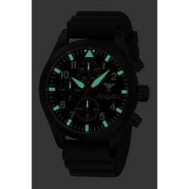 KHS AIRBSC.DB Herrenuhr Airleader Chronograph Schwarz mit Taucherband