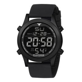 KHS PLABSD.SB Digital-Herrenuhr Platoon Schwarz Silikonband