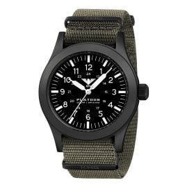 KHS PLABSS.NSGO Armbanduhr Platoon Stahl Solar Olivgrün/Schwarz