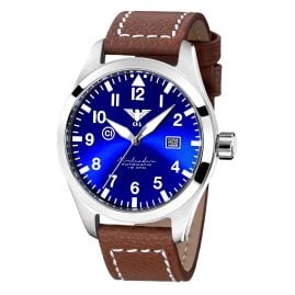 KHS AIRSABLU.LB5 Herrenuhr Airleader Automatik Braun/Blau