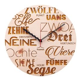 Huamet CH40-A2413 Holz-Wanduhr Textuhr Zirbe Ø 30 cm