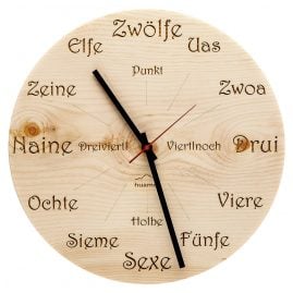 Huamet CH40-A-1605 Holz-Wanduhr Zirbe Dialekt Rund