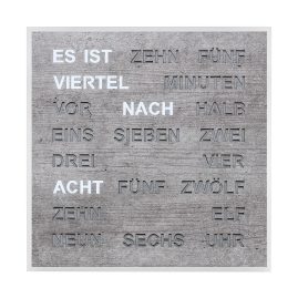 Filius 0400-7 Wort-Tischuhr Quadratische Wortuhr Betongrau 20 cm