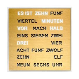 Filius 0400-9 Wort-Tischuhr Quadratische Wortuhr Goldfarben 20 cm