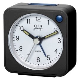 Filius 0524-17 Wecker ohne Ticken Kleinformat 5,5 x 5,5 cm Schwarz
