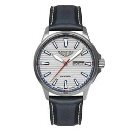 Bauhaus 2862-1 Herrenuhr Aviation Iron Annie Automatik Titan/Leder Blau