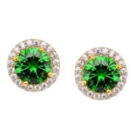 Acalee 70-1048-11 Damen-Ohrstecker 925 Silber Vergoldet Zirkonia Smaragdgrün