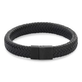 Rebel & Rose RR-M0020-B Herrenarmband Leder Schwarz Full Metal Herringbone Black