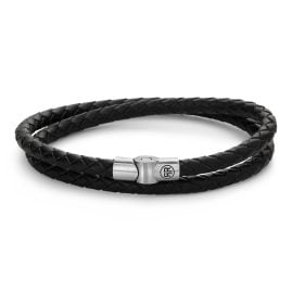 Rebel & Rose RR-M0038-S Herren-Lederarmband Full Metal Double Round Black
