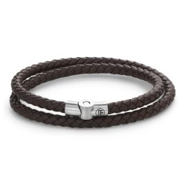 Rebel & Rose RR-M0039-S Herren-Lederarmband Full Metal Double Round Brown