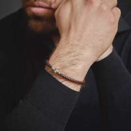 Rebel & Rose RR-M0041-S Herren-Lederarmband Full Metal Single Round Brown