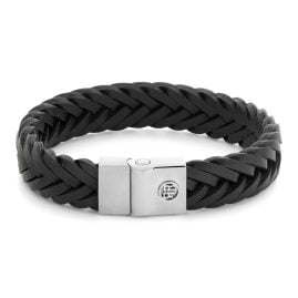 Rebel & Rose RR-M0052-S Herren-Lederarmband Full Metal Premium Schwarz