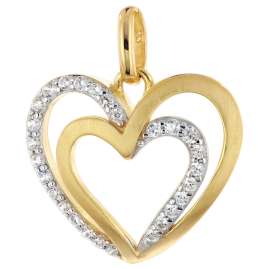 GLIZZ GL8673 Anhänger Herz Gold 333/8K an vergoldeter Silberkette